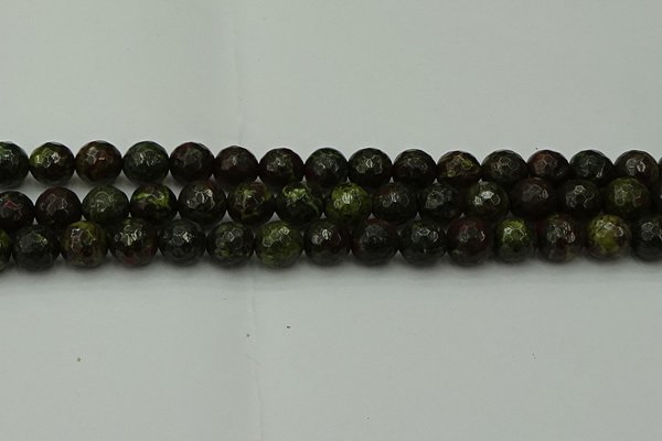 CDB314 15.5 inches 12mm faceted round dragon blood jasper beads