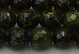 CDB315 15.5 inches 14mm faceted round dragon blood jasper beads