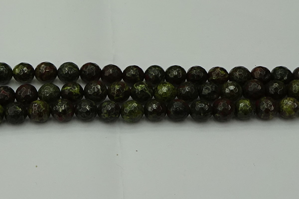 CDB315 15.5 inches 14mm faceted round dragon blood jasper beads