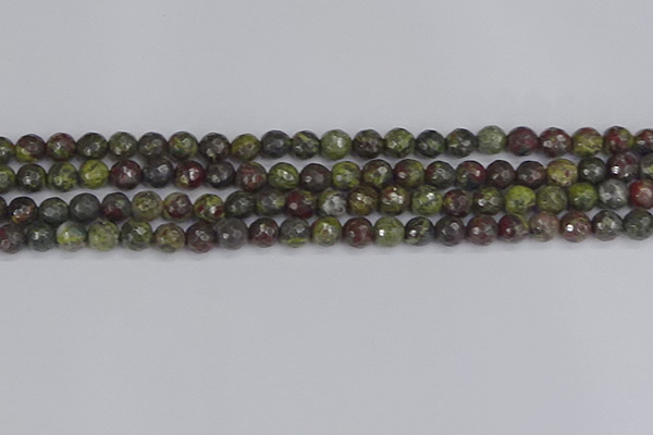 CDB321 15.5 inches 6mm faceted round dragon blood jasper beads