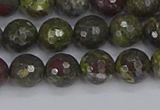 CDB322 15.5 inches 8mm faceted round dragon blood jasper beads