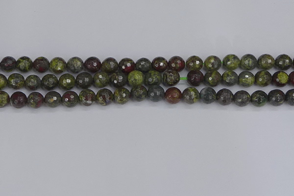 CDB322 15.5 inches 8mm faceted round dragon blood jasper beads