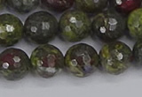 CDB323 15.5 inches 10mm faceted round dragon blood jasper beads