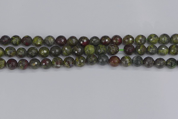 CDB323 15.5 inches 10mm faceted round dragon blood jasper beads