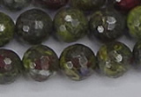 CDB324 15.5 inches 12mm faceted round dragon blood jasper beads