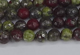 CDB328 15.5 inches 4mm faceted round A grade dragon blood jasper beads