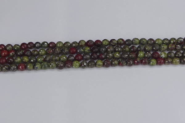 CDB328 15.5 inches 4mm faceted round A grade dragon blood jasper beads