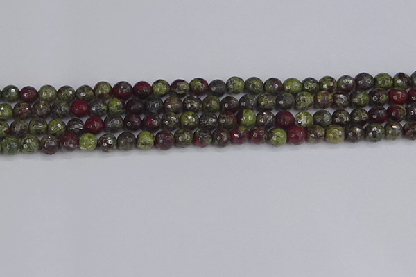 CDB329 15.5 inches 6mm faceted round A grade dragon blood jasper beads