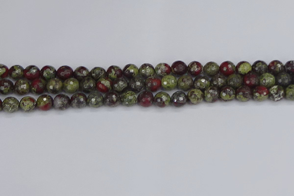 CDB330 15.5 inches 8mm faceted round A grade dragon blood jasper beads