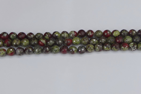 CDB331 15.5 inches 10mm faceted round A grade dragon blood jasper beads