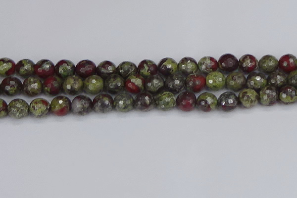 CDB332 15.5 inches 12mm faceted round A grade dragon blood jasper beads