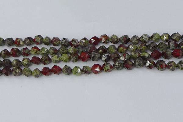 CDB336 15.5 inches 6mm faceted nuggets dragon blood jasper beads