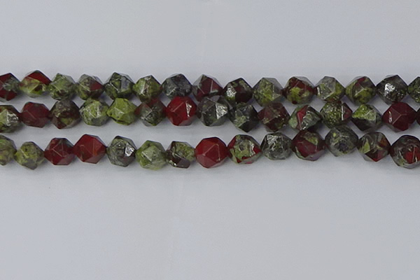 CDB339 15.5 inches 12mm faceted nuggets dragon blood jasper beads