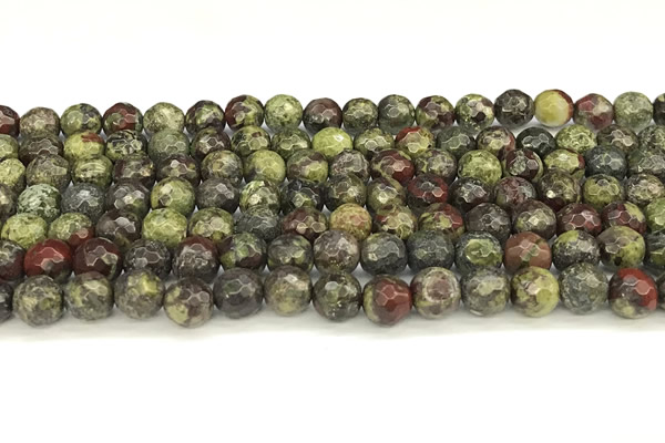 CDB350 15 inches 6mm faceted round dragon blood jasper beads