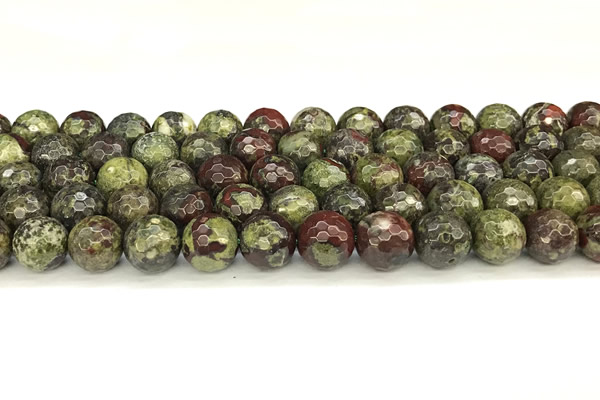 CDB351 15 inches 8mm faceted round dragon blood jasper beads