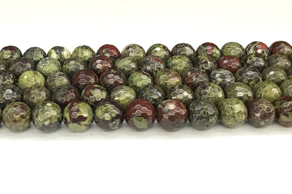 CDB352 15 inches 10mm faceted round dragon blood jasper beads