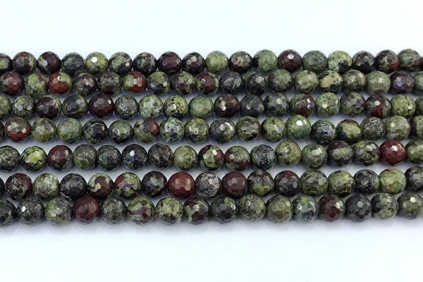 CDB355 15 inches 6mm faceted round dragon blood jasper beads