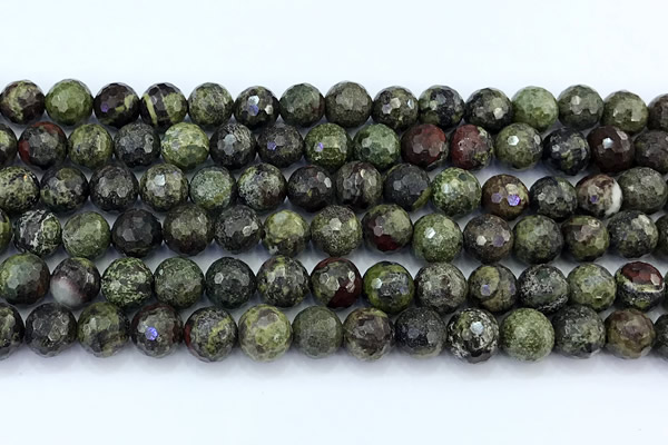 CDB356 15 inches 8mm faceted round dragon blood jasper beads