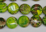 CDE123 15.5 inches 14mm flat round dyed sea sediment jasper beads