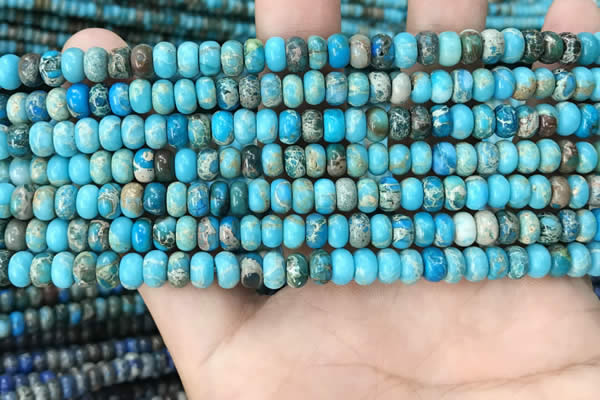 CDE1265 15.5 inches 4*6mm rondelle sea sediment jasper beads