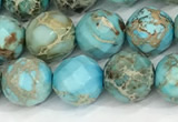 CDE1386 15.5 inches 8mm faceted round sea sediment jasper beads