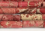 CDE1423 15.5 inches 4*13mm tube sea sediment jasper beads wholesale