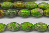 CDE147 15.5 inches 10*15mm rice dyed sea sediment jasper beads