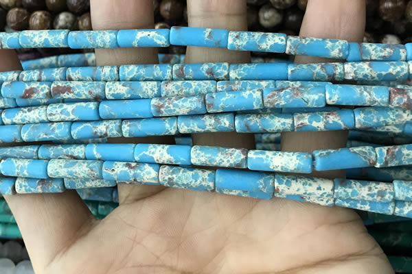 CDE1475 15.5 inches 4*13mm tube synthetic sea sediment jasper beads