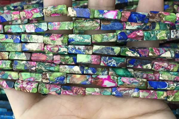 CDE1492 15.5 inches 4*13mm cuboid synthetic sea sediment jasper beads