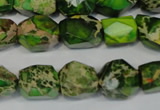 CDE155 15.5 inches 10*12mm faceted nugget dyed sea sediment jasper beads