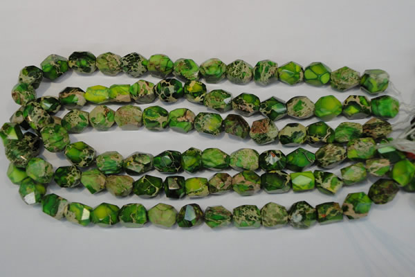 CDE155 15.5 inches 10*12mm faceted nugget dyed sea sediment jasper beads