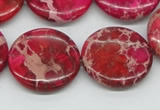 CDE18 15.5 inches 25mm flat round dyed sea sediment jasper beads