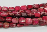 CDE19 15.5 inches 8*8mm square dyed sea sediment jasper beads