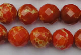 CDE2104 15.5 inches 14mm faceted round dyed sea sediment jasper beads