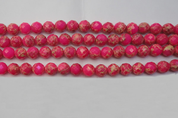 CDE2113 15.5 inches 12mm faceted round dyed sea sediment jasper beads