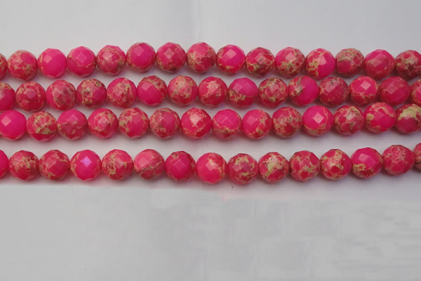 CDE2114 15.5 inches 14mm faceted round dyed sea sediment jasper beads