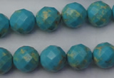 CDE2153 15.5 inches 12mm faceted round dyed sea sediment jasper beads