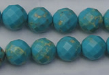 CDE2154 15.5 inches 14mm faceted round dyed sea sediment jasper beads