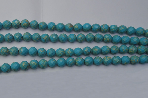 CDE2154 15.5 inches 14mm faceted round dyed sea sediment jasper beads