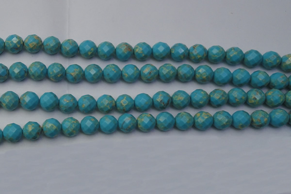 CDE2155 15.5 inches 16mm faceted round dyed sea sediment jasper beads