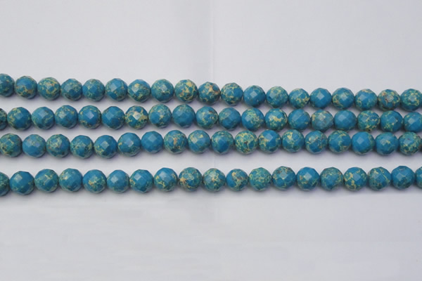 CDE2161 15.5 inches 8mm faceted round dyed sea sediment jasper beads