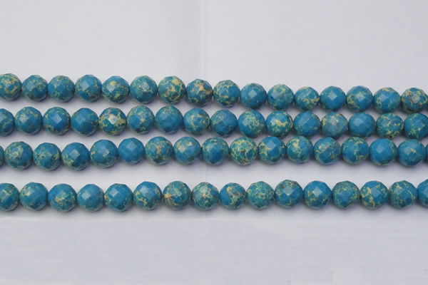 CDE2163 15.5 inches 12mm faceted round dyed sea sediment jasper beads