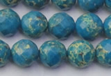 CDE2164 15.5 inches 14mm faceted round dyed sea sediment jasper beads