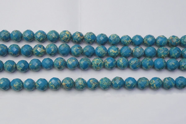 CDE2164 15.5 inches 14mm faceted round dyed sea sediment jasper beads