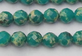 CDE2171 15.5 inches 8mm faceted round dyed sea sediment jasper beads