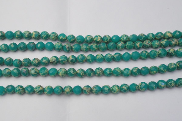 CDE2171 15.5 inches 8mm faceted round dyed sea sediment jasper beads