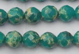 CDE2173 15.5 inches 12mm faceted round dyed sea sediment jasper beads