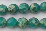 CDE2174 15.5 inches 14mm faceted round dyed sea sediment jasper beads