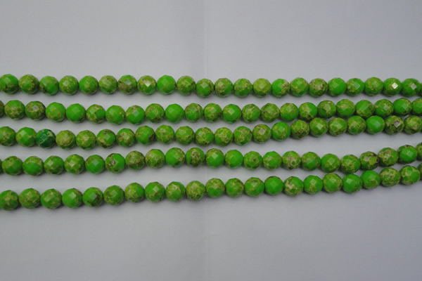 CDE2180 15.5 inches 6mm faceted round dyed sea sediment jasper beads