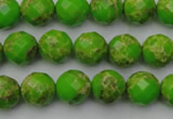 CDE2181 15.5 inches 8mm faceted round dyed sea sediment jasper beads